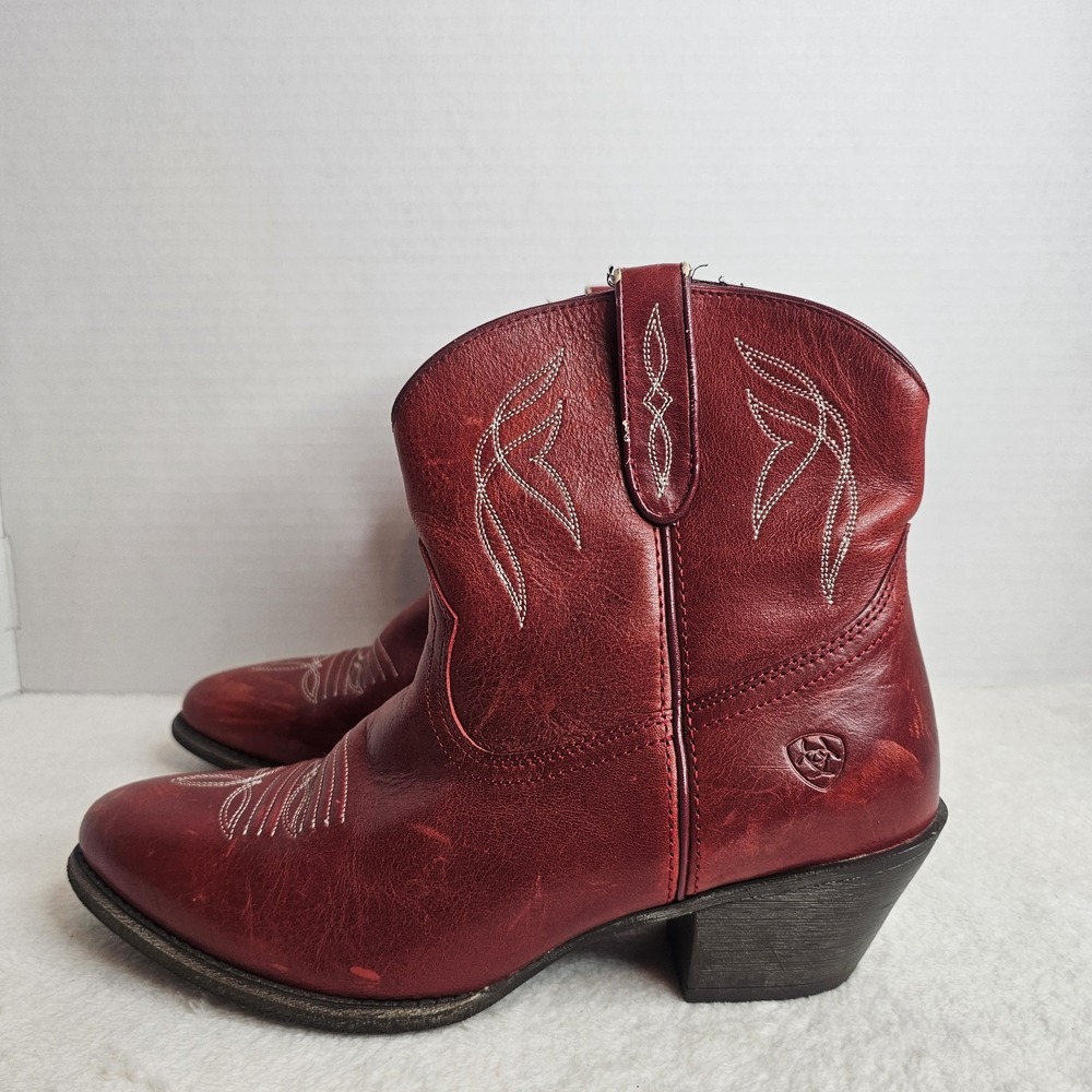 Ariat Boots Womens 9B Red Darlin Western Ankle Side Zip 10017324